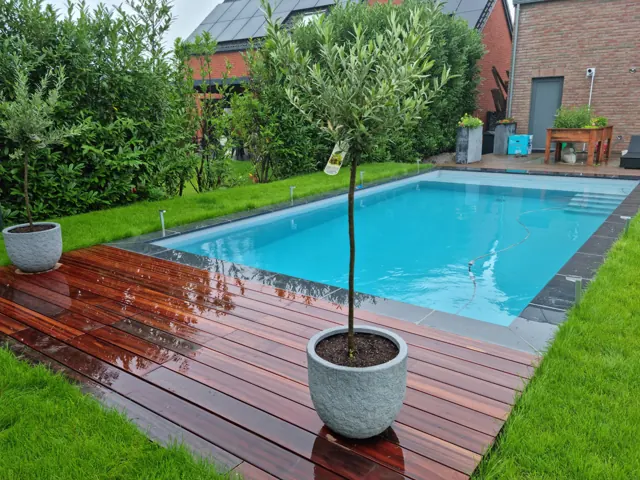 Piscine et terrasse en bois réalisées par Sebonard